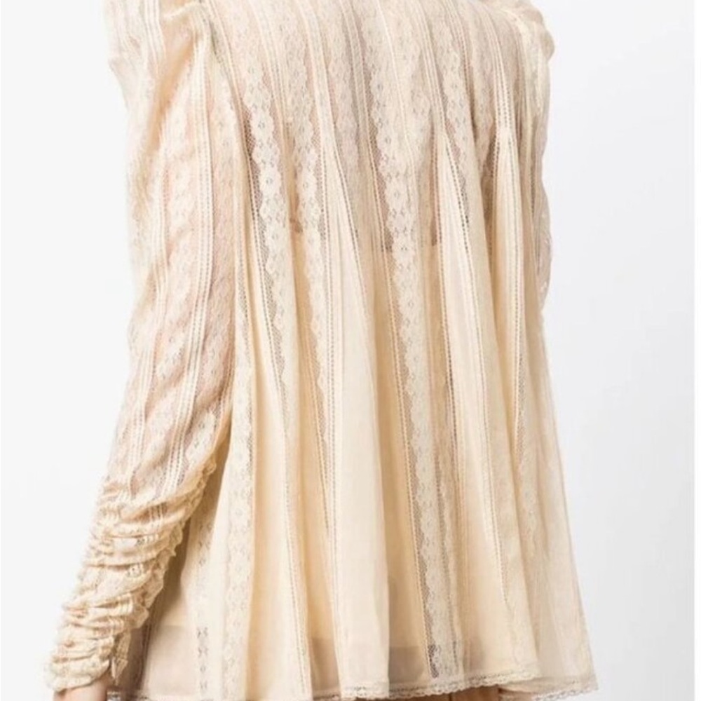 Zimmermann Wonderland Lace Vent Button Blouse Pearl Womens Size 2 US 6 - Picture 2 of 7